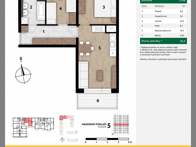Prodej bytu 3+kk 56 m² (Jednopodlažní)